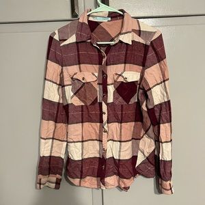 COPY - Flannel button up ladies shirt, Maurice’s medium, pink